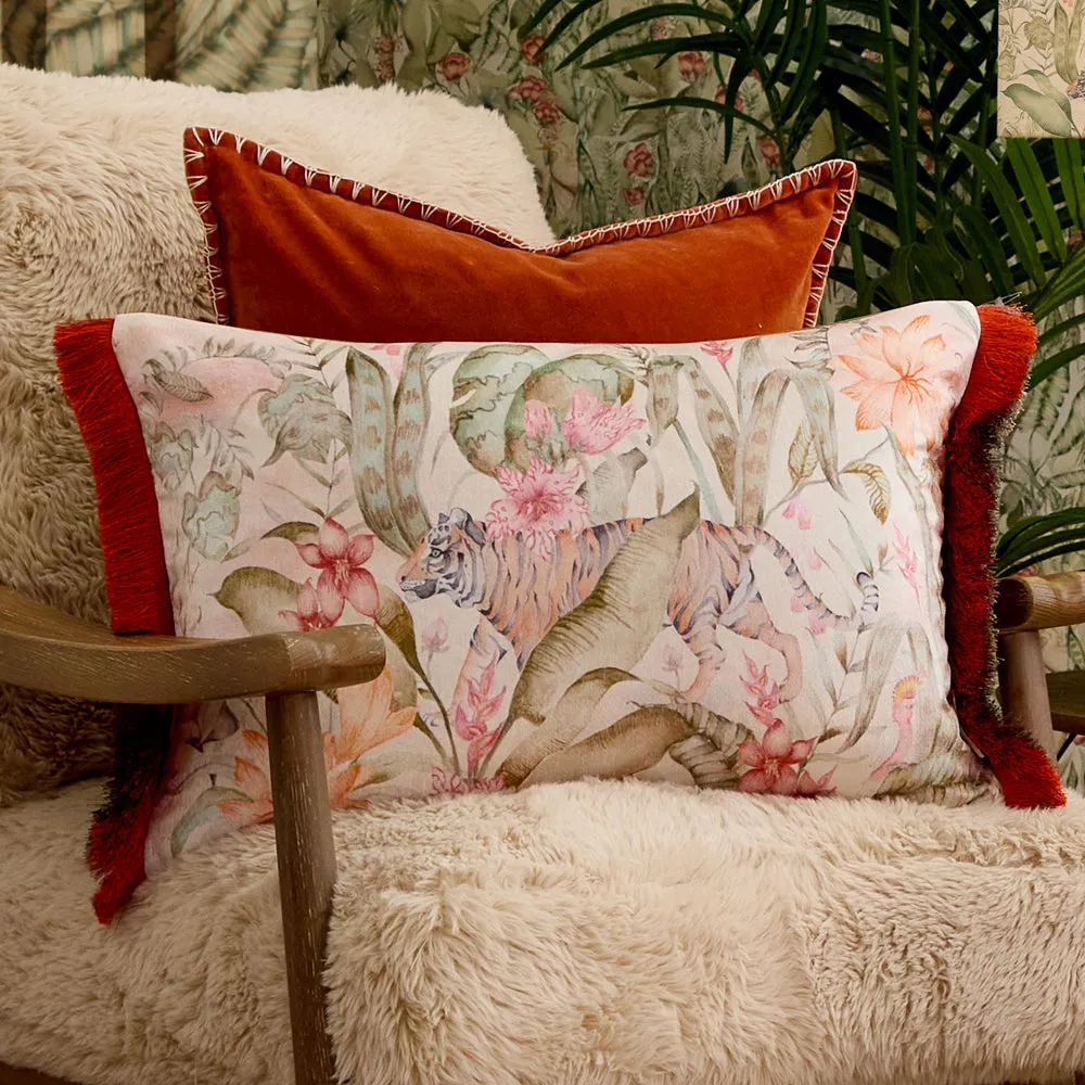 Tropical Utopia Printed Velvet Cushion Lotus modern fashion rug  