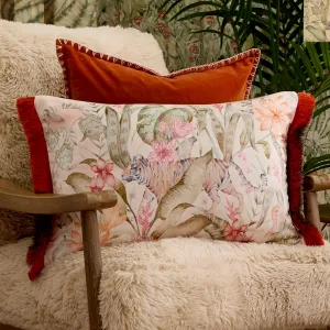 Tropical Utopia Printed Velvet Cushion Lotus modern fashion rug  