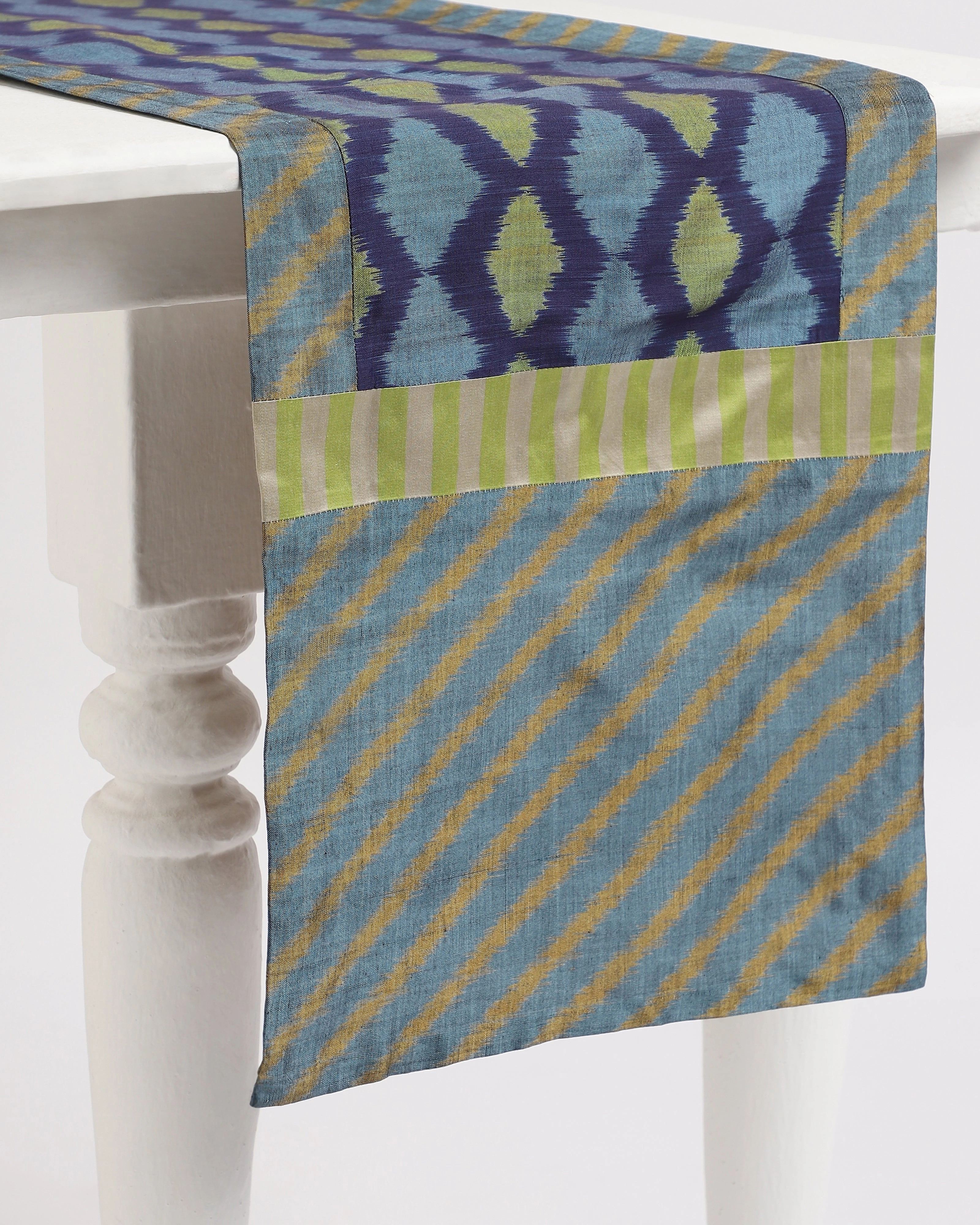 Tuli Weft Ikat Cotton Silk Table Runner ceramic table ornament