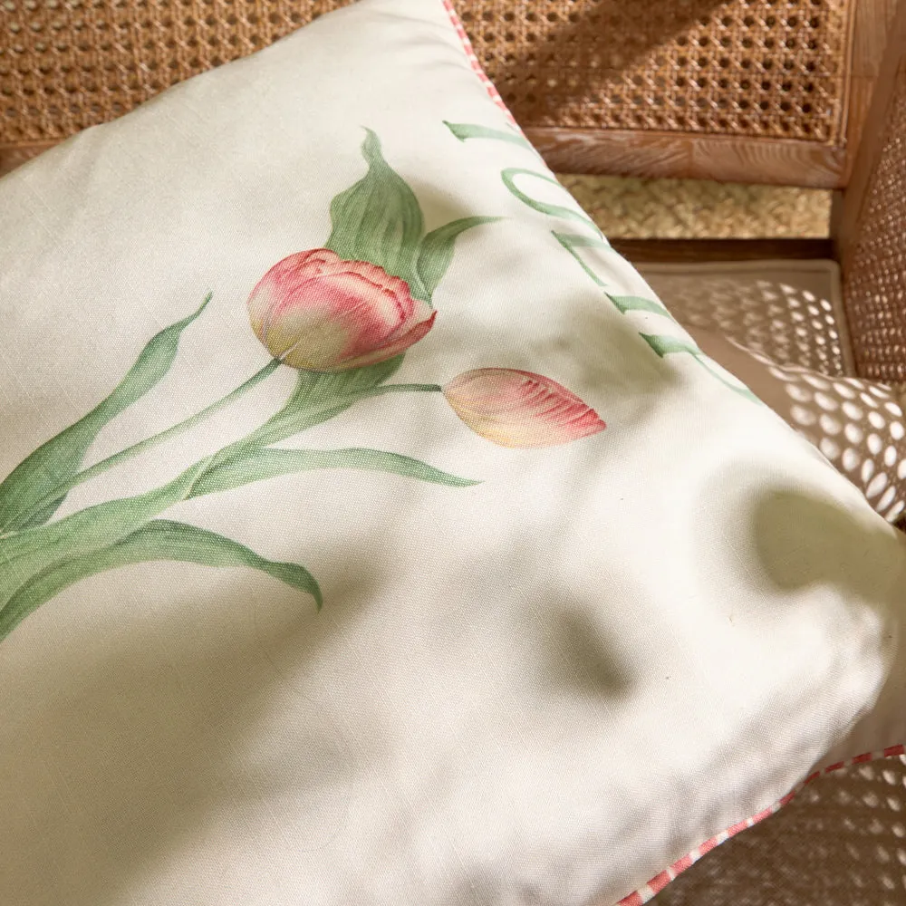 Tulip Printed Outdoor Cushion Pink