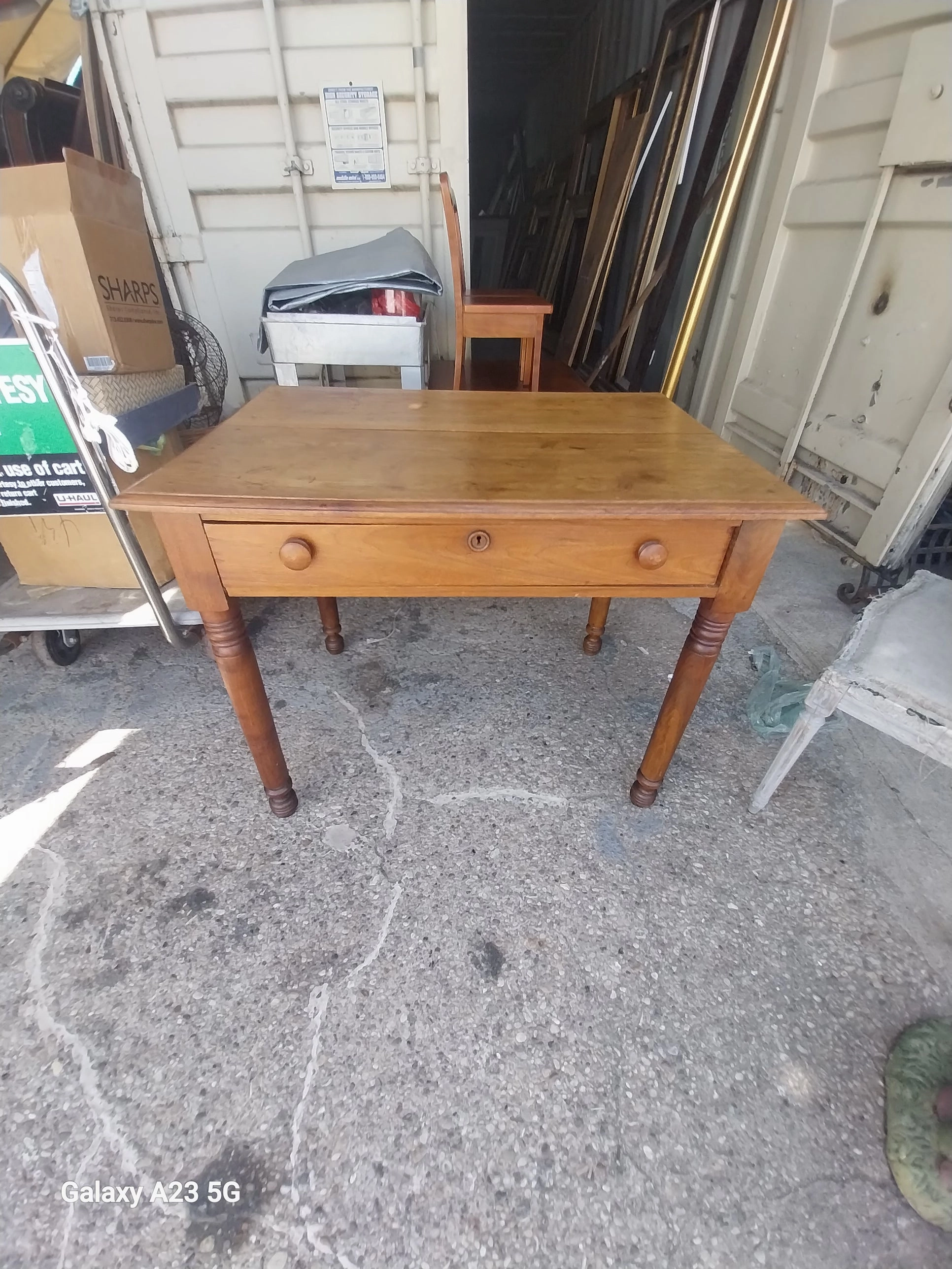 TURNED LEG AMERICAN WALNUT WRITING TABLE