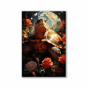 Turtle in Roses No1 by Markus Mikolai framed mural artwork