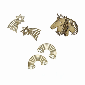 Unicorn Laser-Cut Ornate Wood Shapes, Natural, 6-Count wooden room decoration