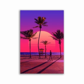 Vaporwave Sunset by Yagedan framed mural artwork