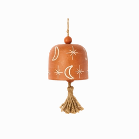 Vasanta Moon & Stars Terracotta Wind Chime minimalist art object  