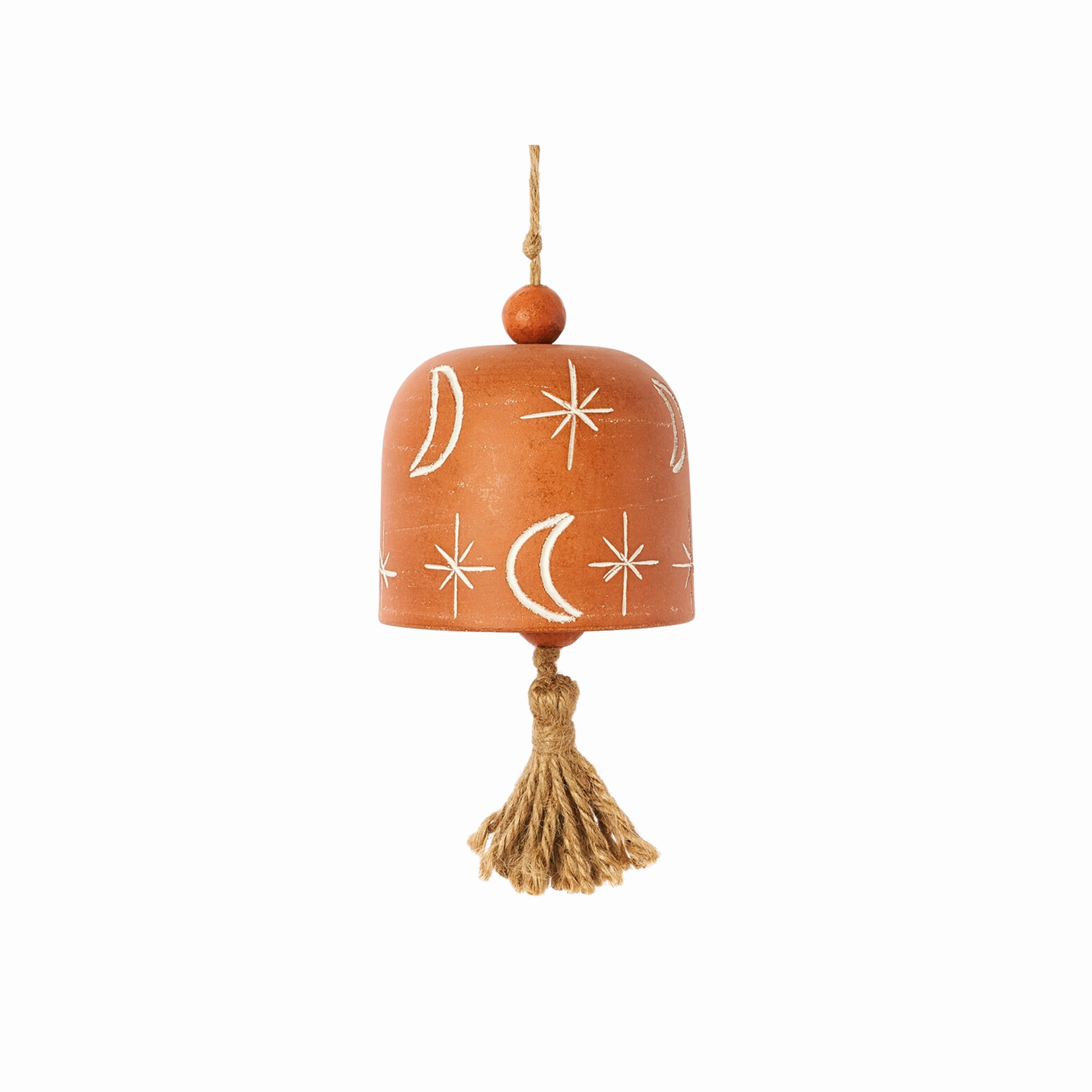Vasanta Moon & Stars Terracotta Wind Chime minimalist art object  