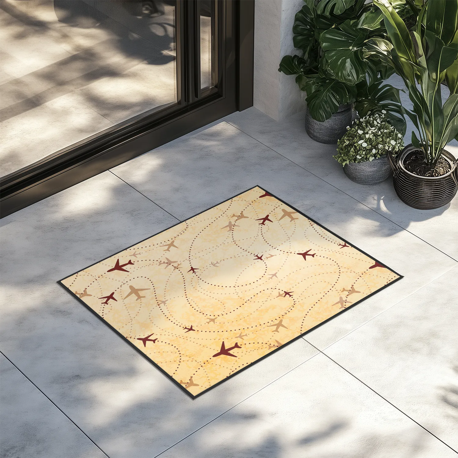 Vintage Travelling with Aircraft Designed Door Mats door entrance rug