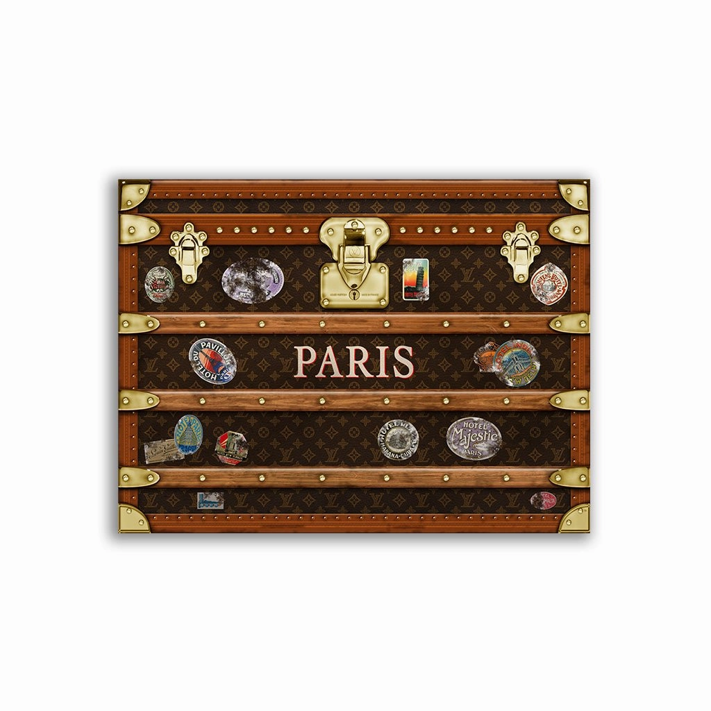 Vintage LV Trunk Paris by Frank Amoruso framed mural artwork