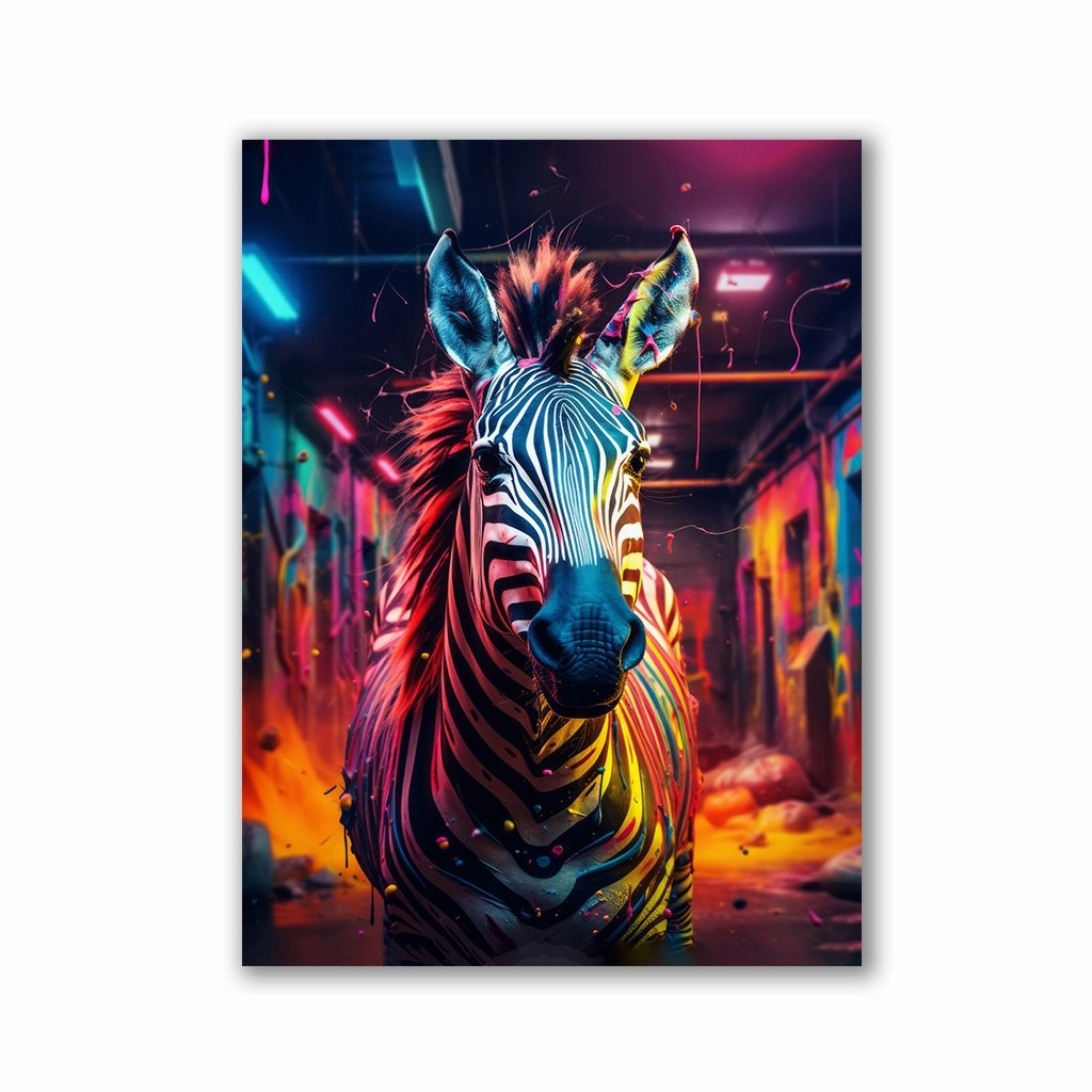 Vivid Zebra by Zenzdesign framed mural artwork