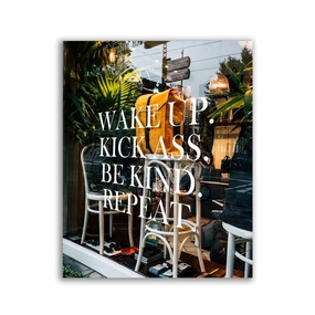 Wake up, kick ass framed mural artwork