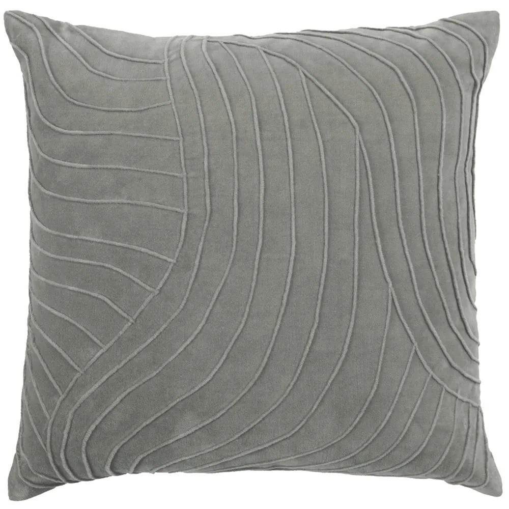 Waterfall Embroidered Feather Cushion Steel