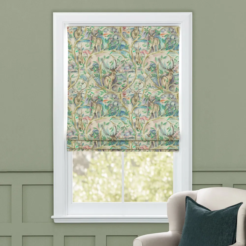 Whinlatter Printed Cotton Made to Measure Roman Blinds Teal