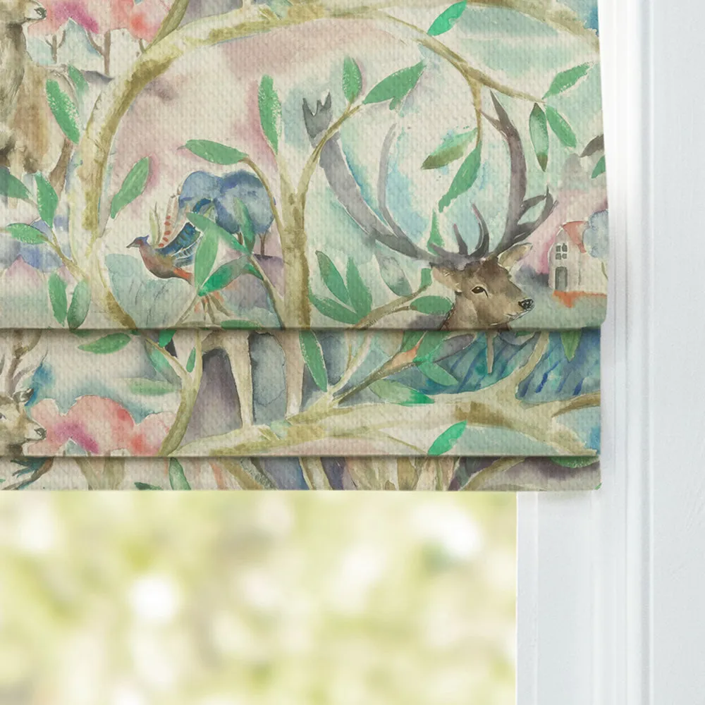 Whinlatter Printed Cotton Made to Measure Roman Blinds Teal