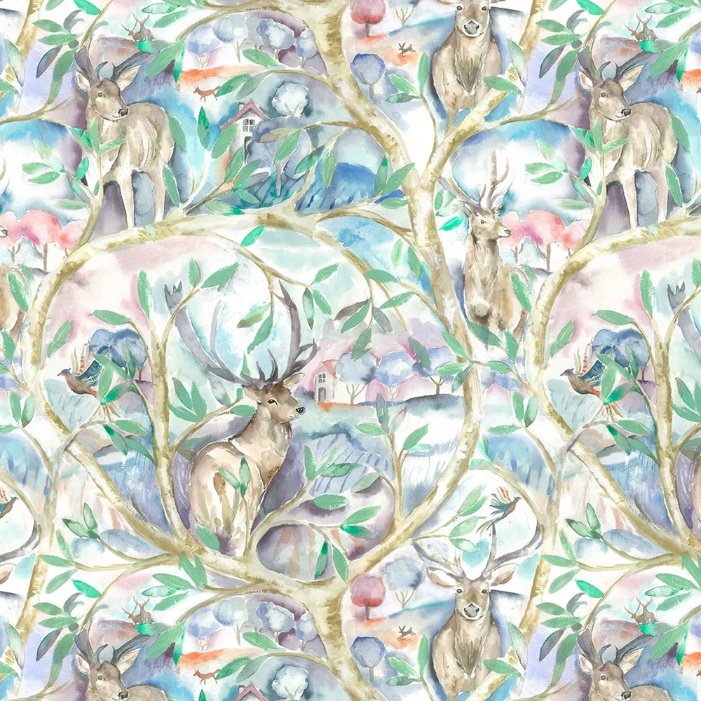Whinlatter Printed Made to Measure Curtains Teal