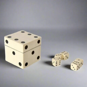 White Box With 5 Dice decorative home ornament