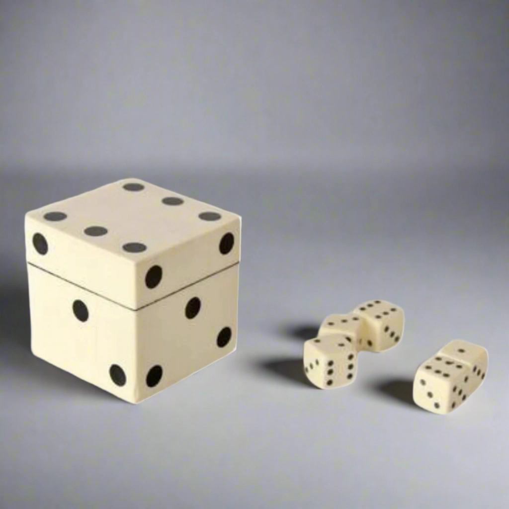 White Box With 5 Dice decorative home ornament