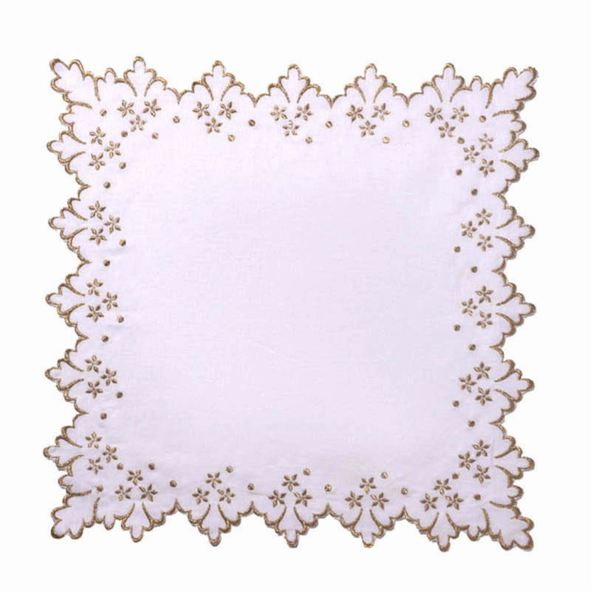 White Celeste Napkin With Gold Embroidery mini desktop sculpture