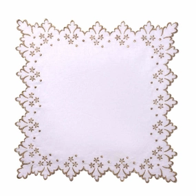 White Celeste Napkin With Gold Embroidery mini desktop sculpture