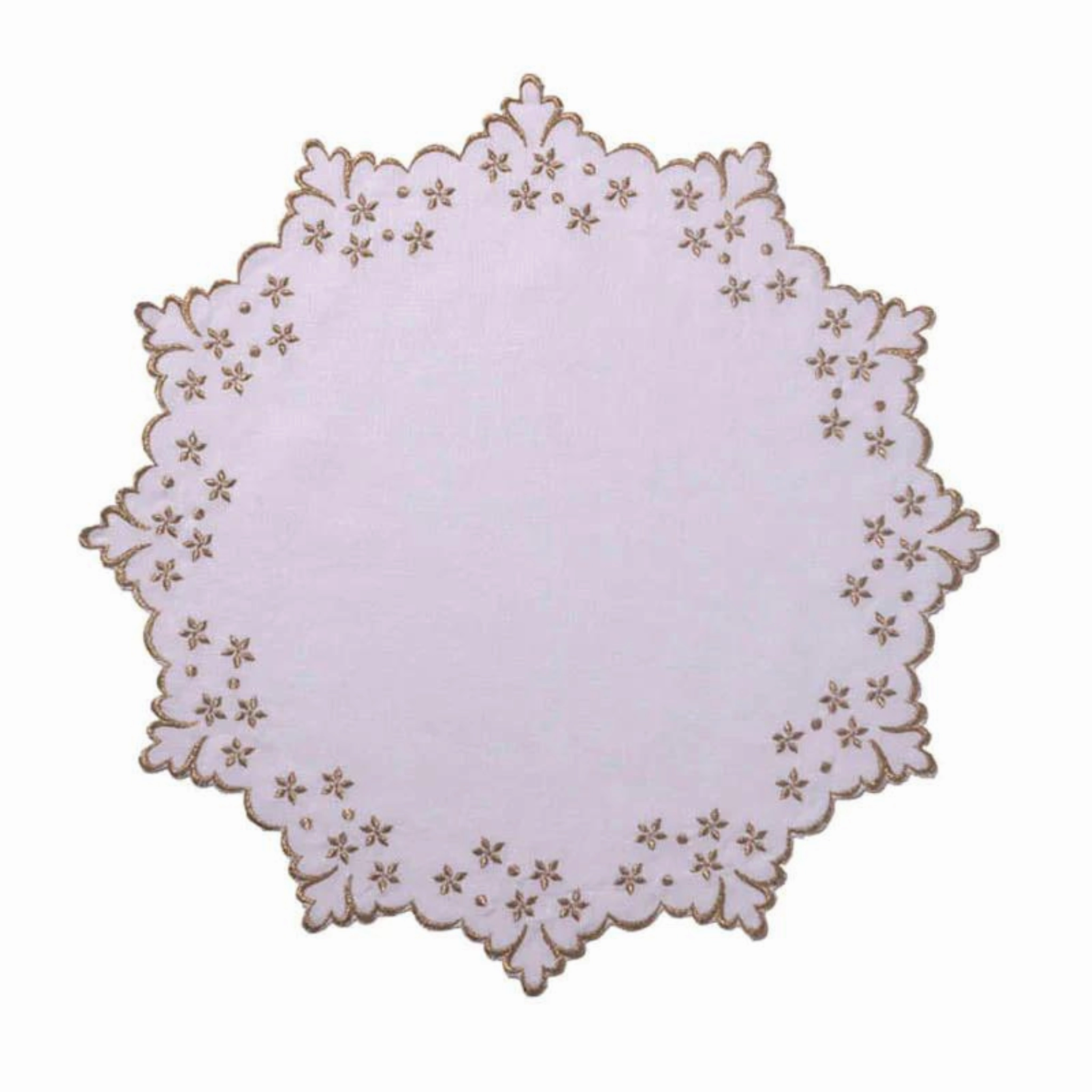 White Celeste Round Placemat With Gold Embroidery mini desktop sculpture