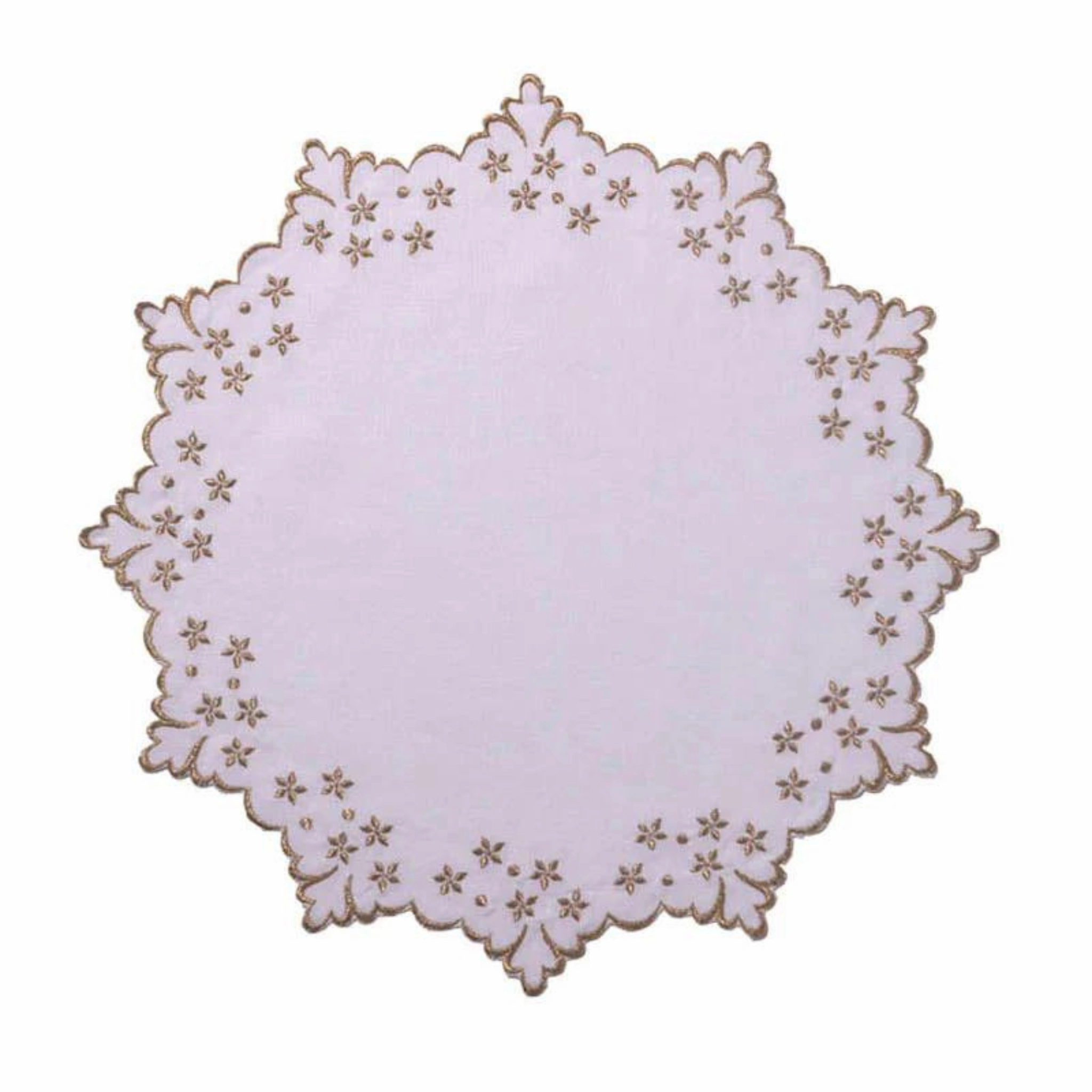 White Celeste Round Placemat With Gold Embroidery cute desktop display