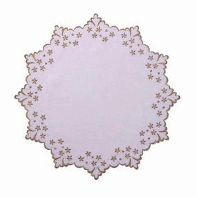 White Celeste Round Placemat With Gold Embroidery cute desktop display