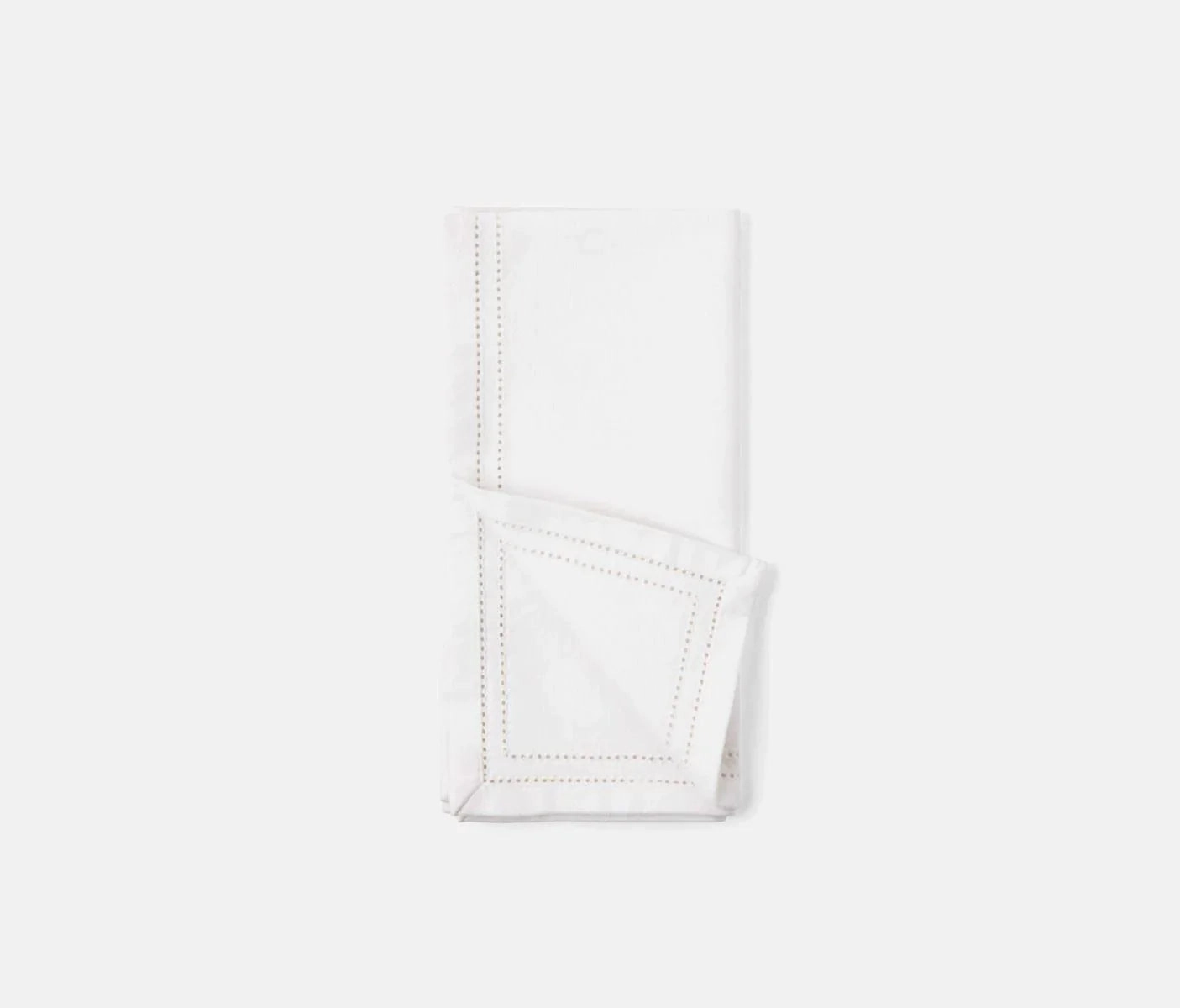 White Cocktail Napkins with Double Eyelet Border