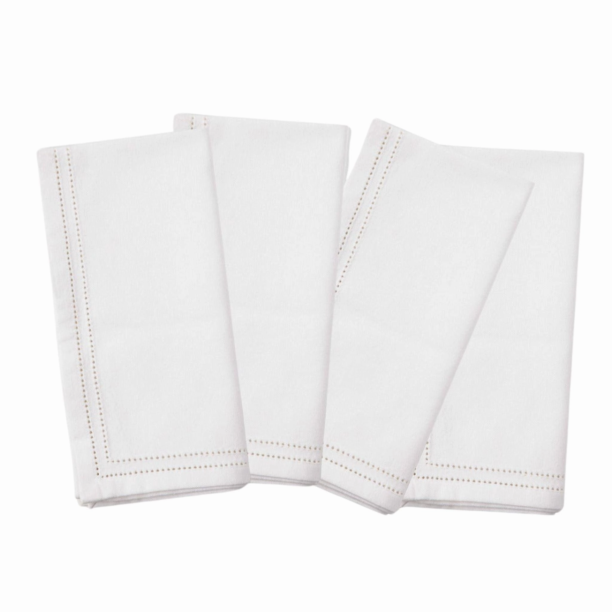 White Dinner Napkins with Double Eyelet Border