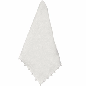White Dinner Napkins With Pom-Pom Border mini desktop sculpture