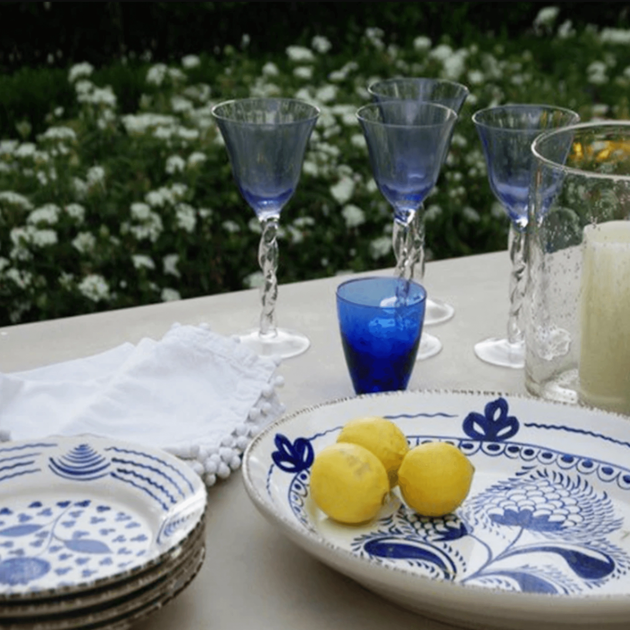 White Dinner Napkins With Pom-Pom Border