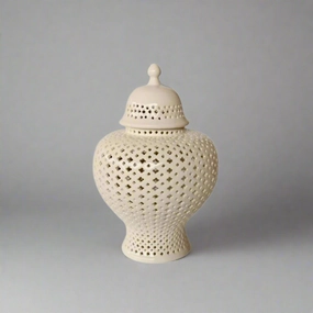 White Extra Large Fat Cut-Out Ginger Jar decorative home ornament