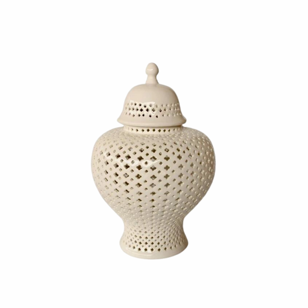 White Extra Large Fat Cut-Out Ginger Jar