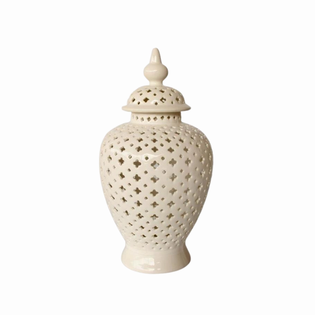 White Large Cut-Out Ginger Jar