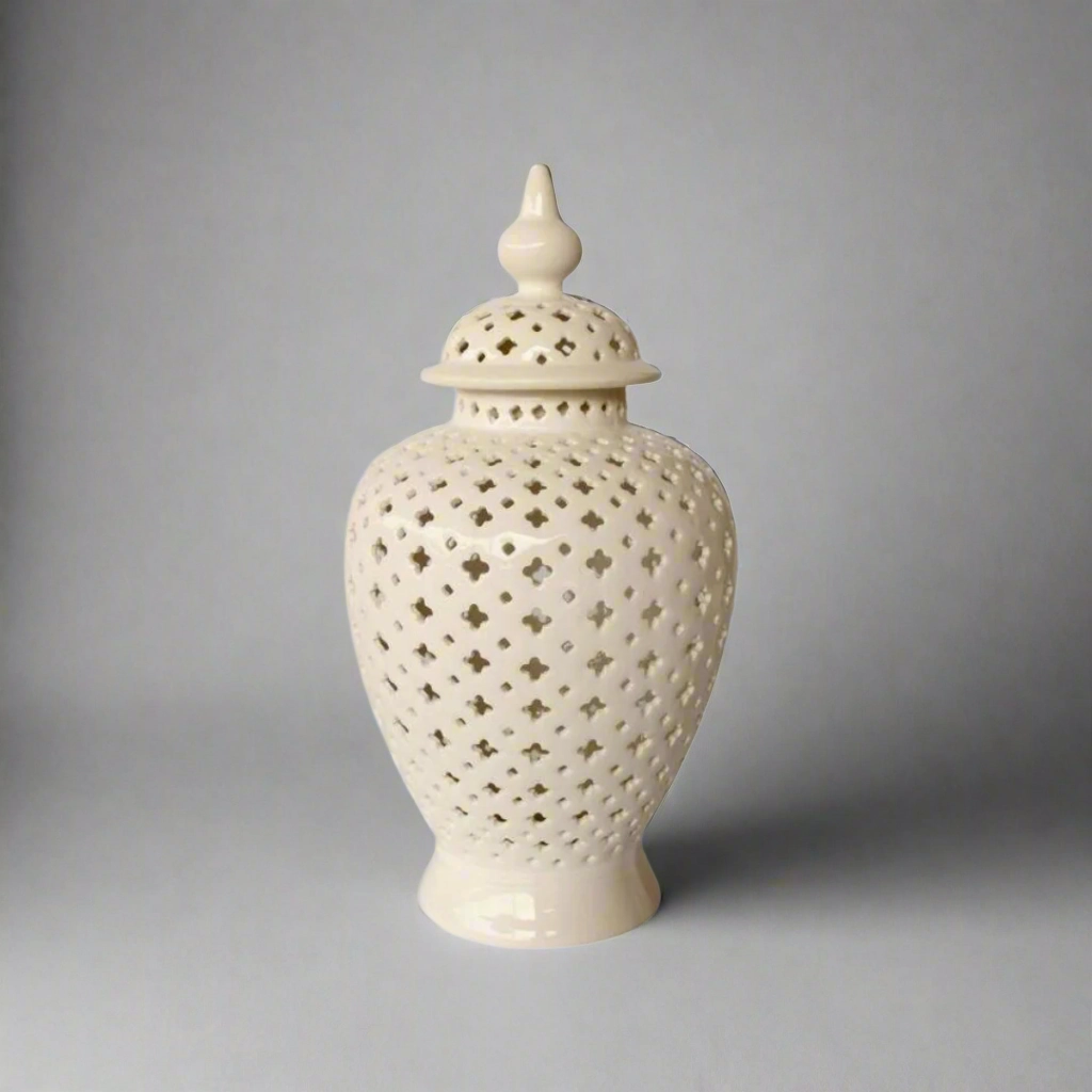 White Large Cut-Out Ginger Jar decorative home ornament