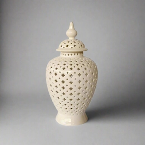 White Large Cut-Out Ginger Jar decorative home ornament