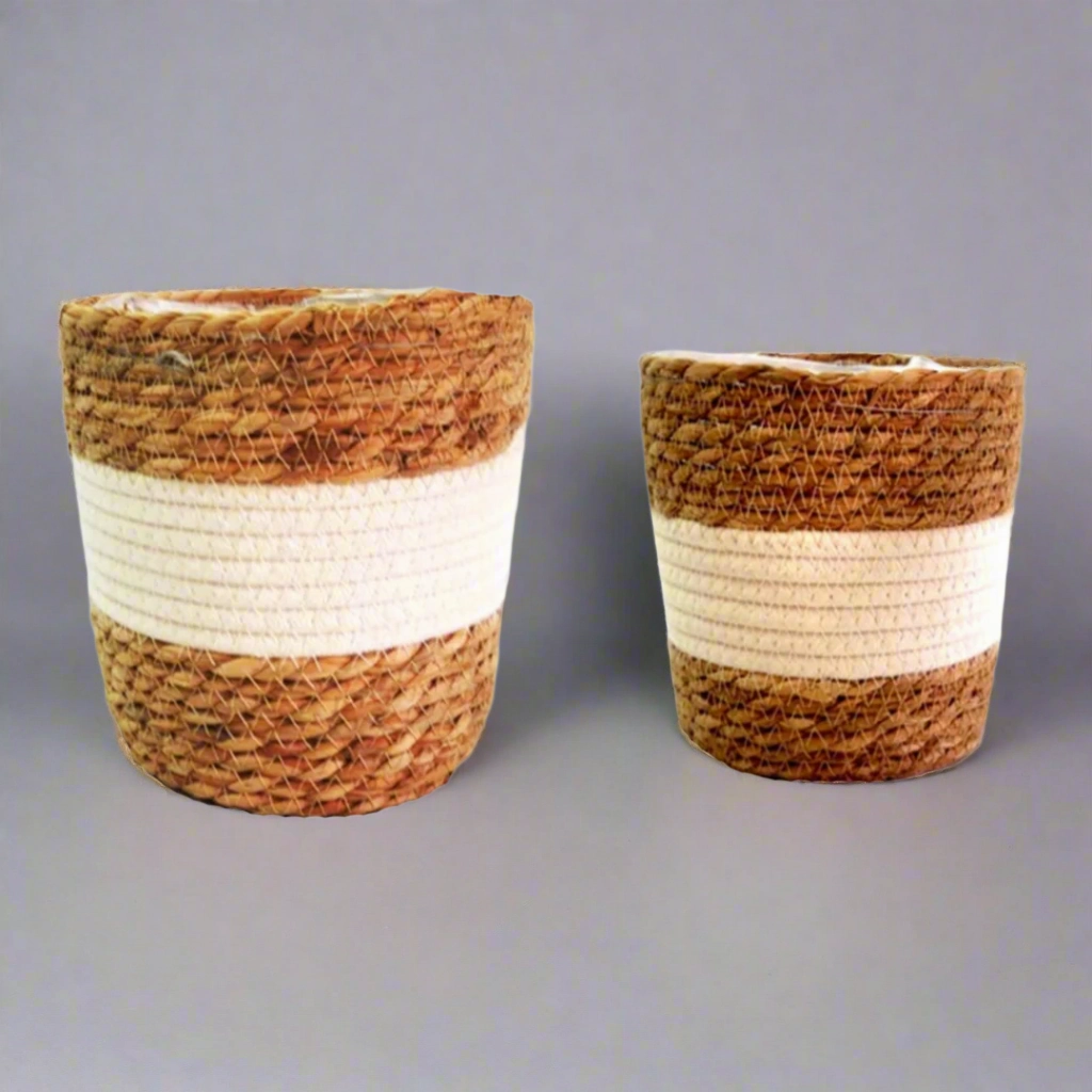 White lightning baskets S/2 decorative home ornament