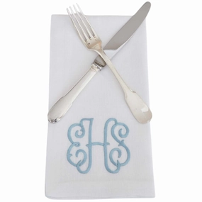 White Linen Dinner Napkin with Monogram cute desktop display