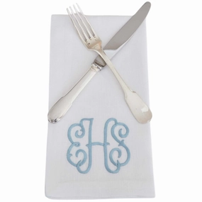 White Linen Dinner Napkin with Monogram mini desktop sculpture