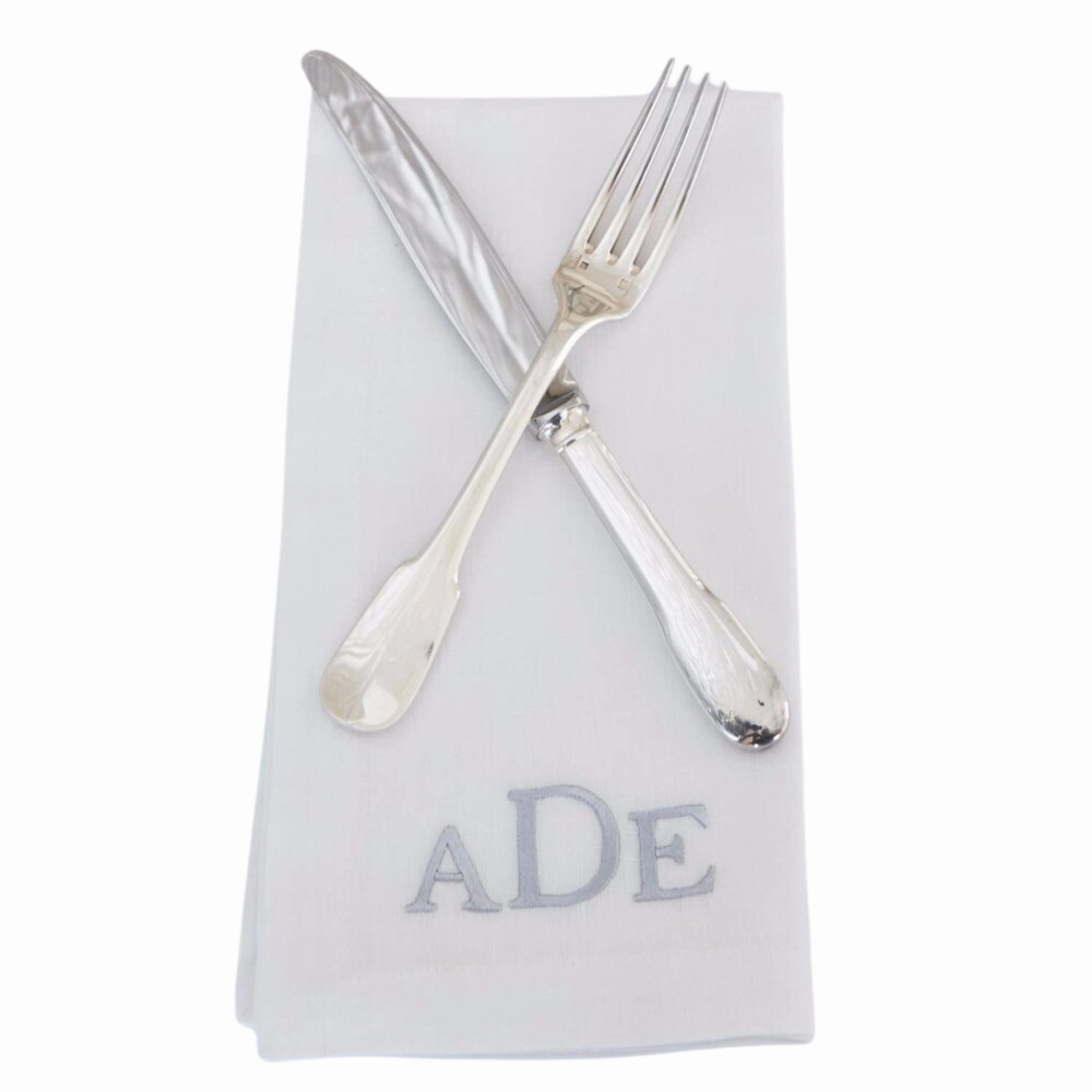 White Linen Dinner Napkin with Monogram