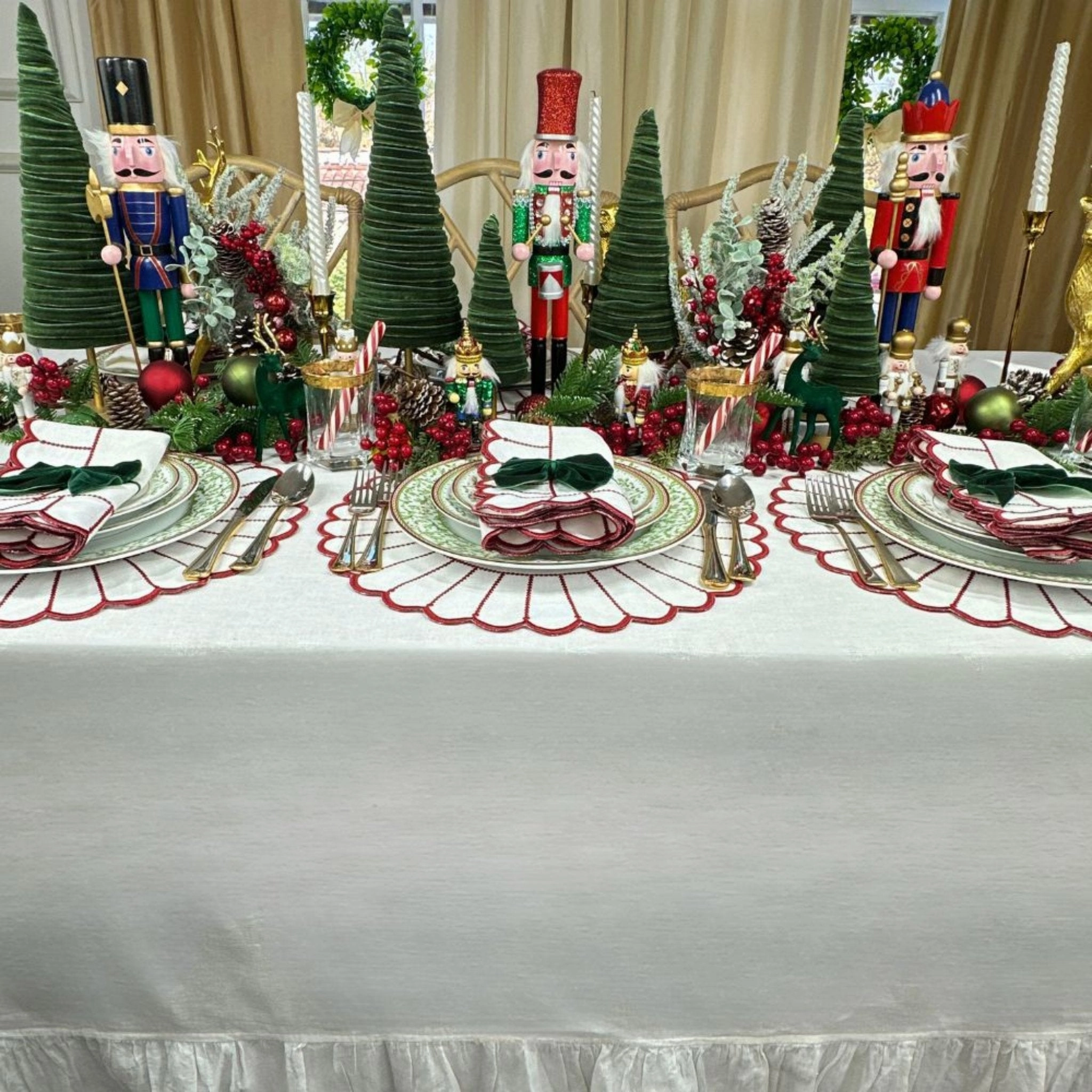 White Linen Ruffle Tablecloth