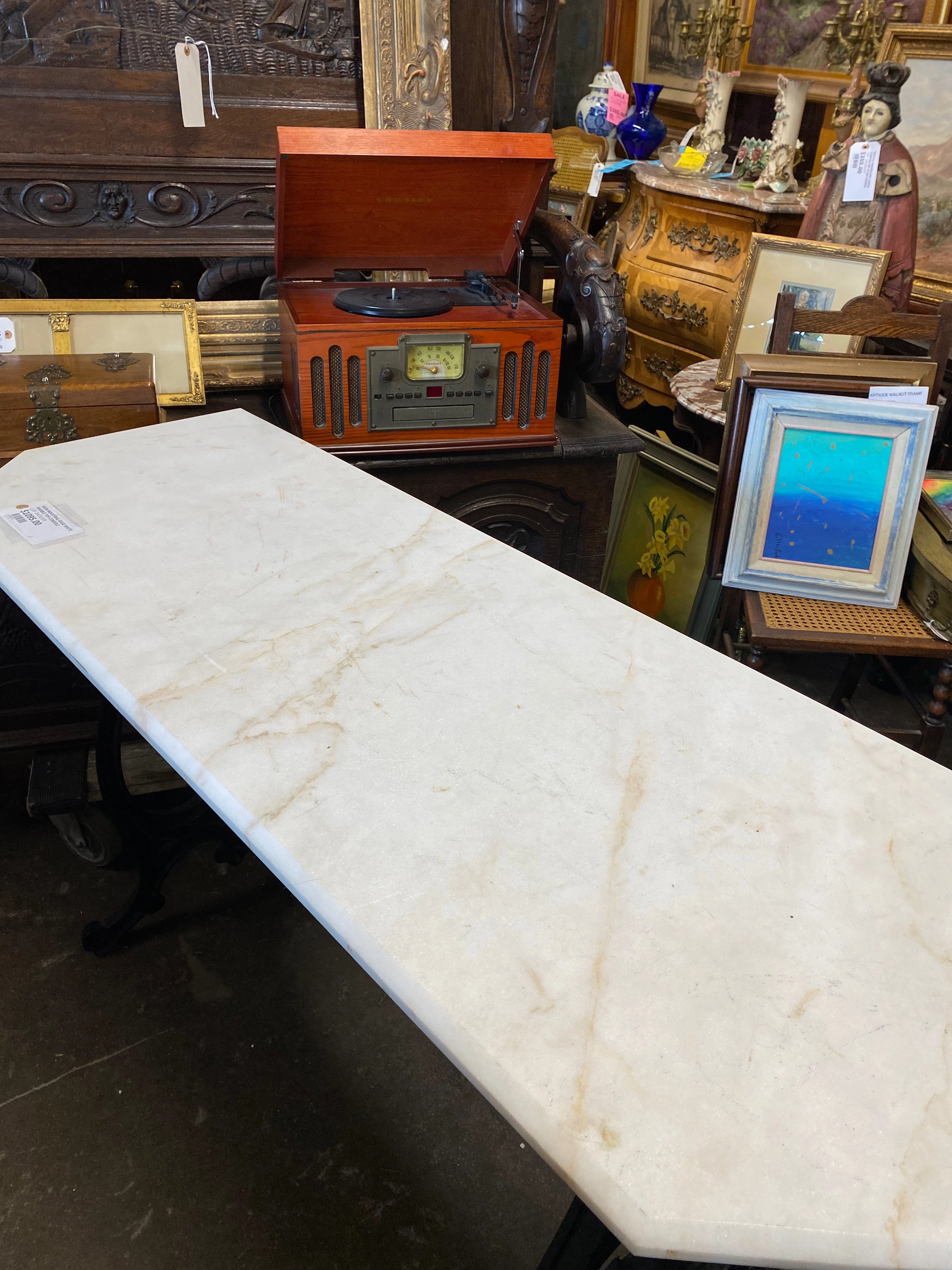 WHITE MARBLE IRON CONSOLE