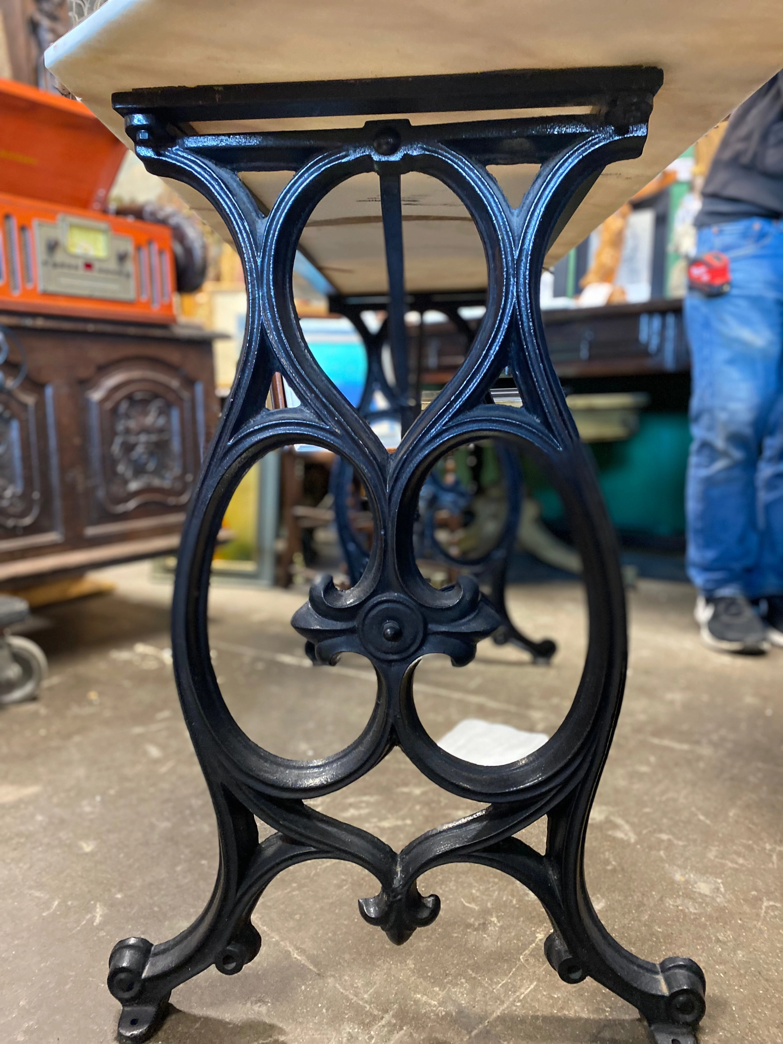 WHITE MARBLE IRON CONSOLE