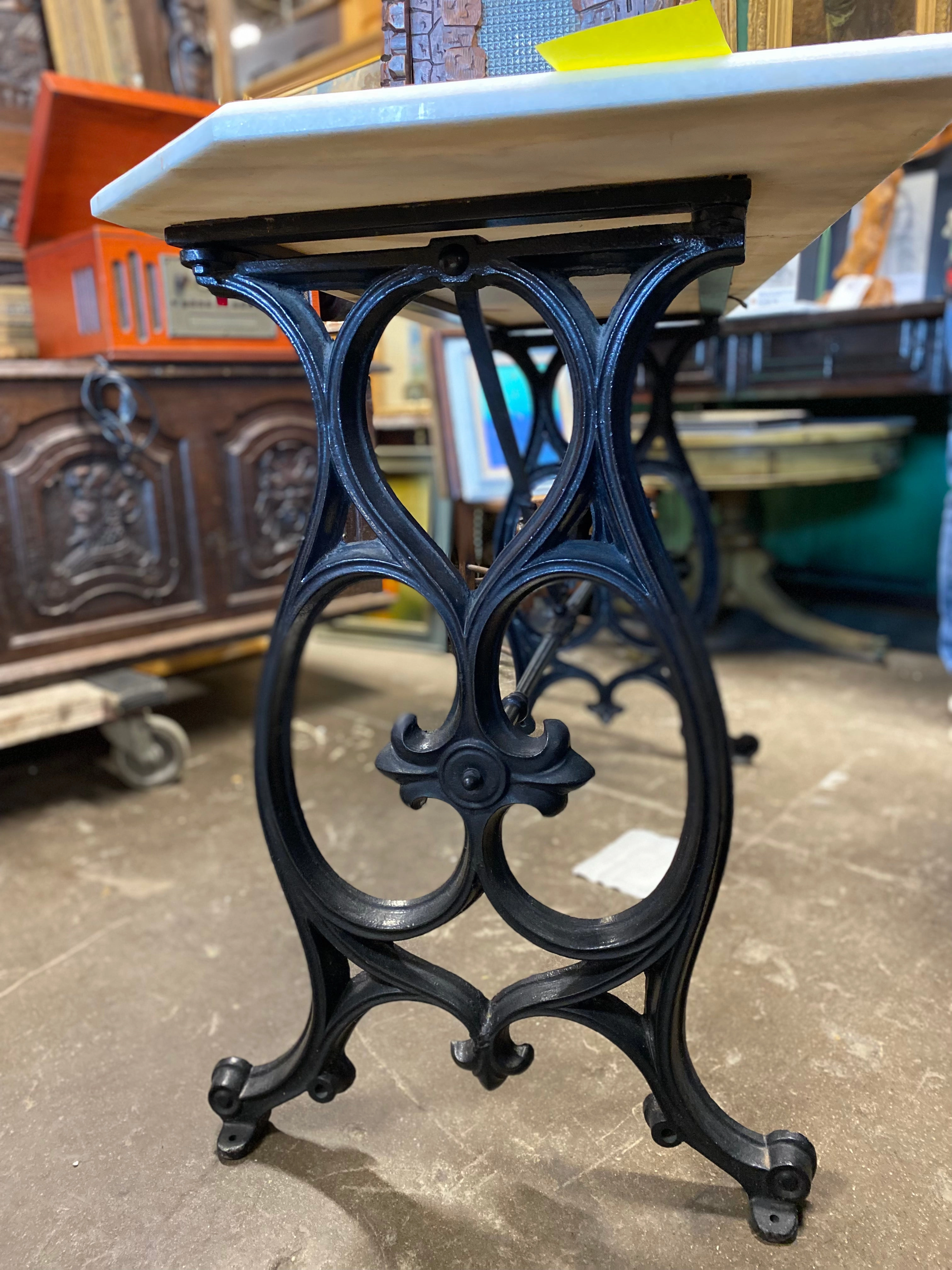 WHITE MARBLE IRON CONSOLE