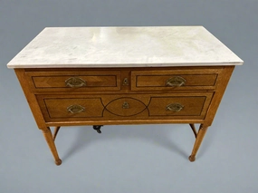 WHITE MARBLE TOP OAK CONSOLE OR WASH STAND OR CHEST artistic wall mural