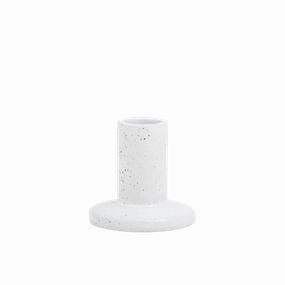 White Speckled Ceramic Taper Candle Holder 2.9" Tall minimalist art object  