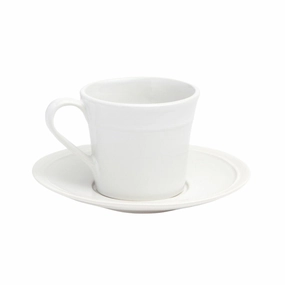 White Stoneware Cups and Saucers cute desktop display