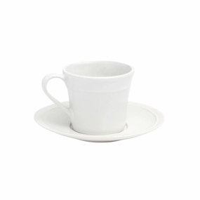 White Stoneware Espresso Cups and Saucers cute desktop display