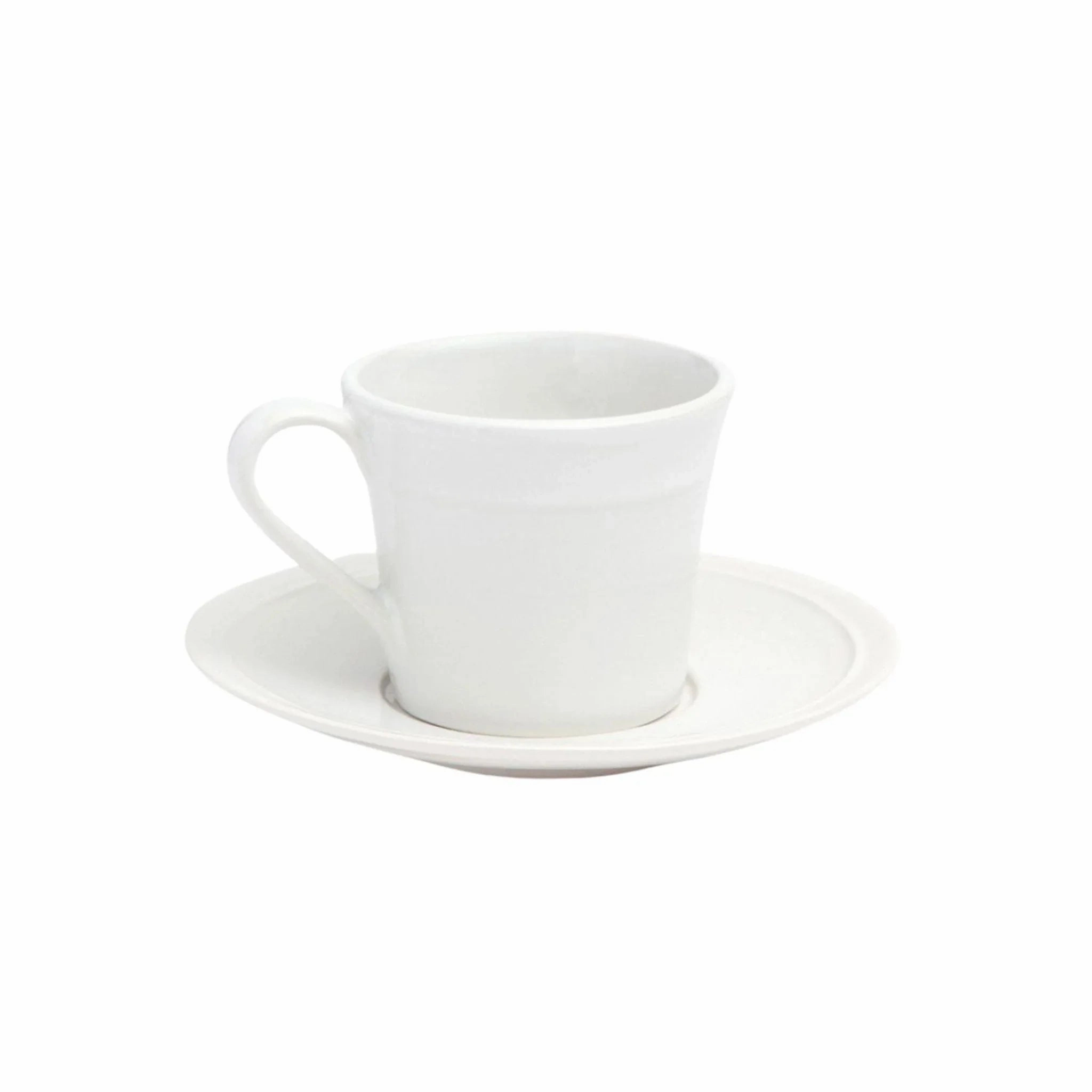 White Stoneware Espresso Cups and Saucers cute desktop display