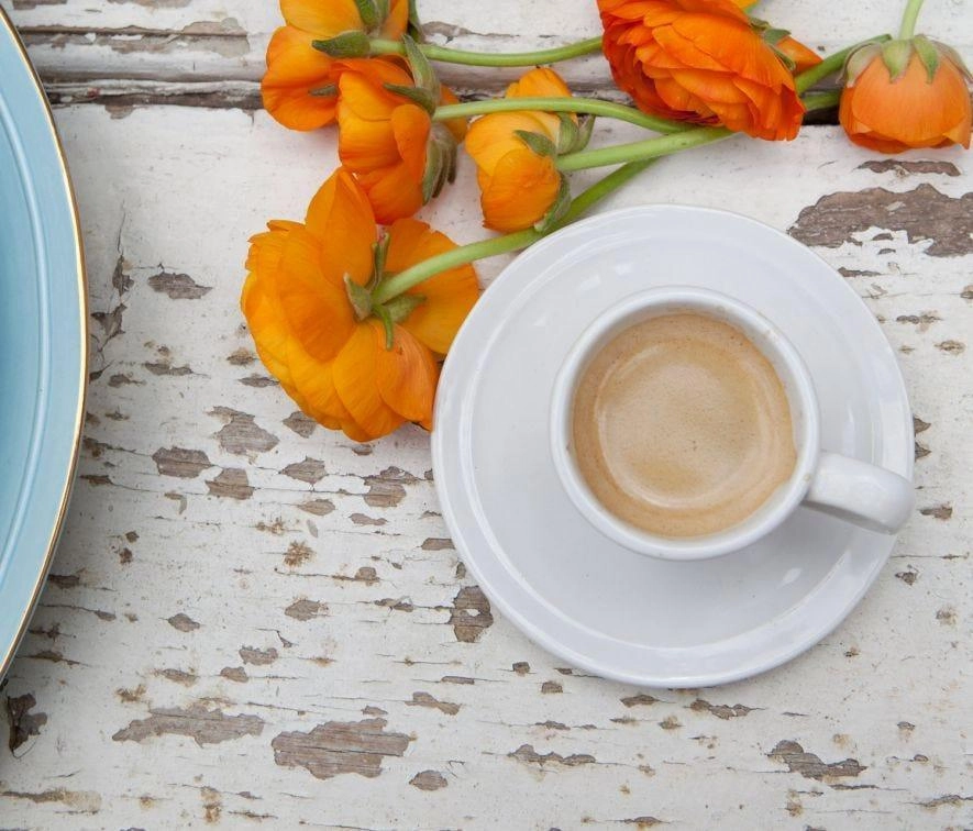 White Stoneware Espresso Cups and Saucers