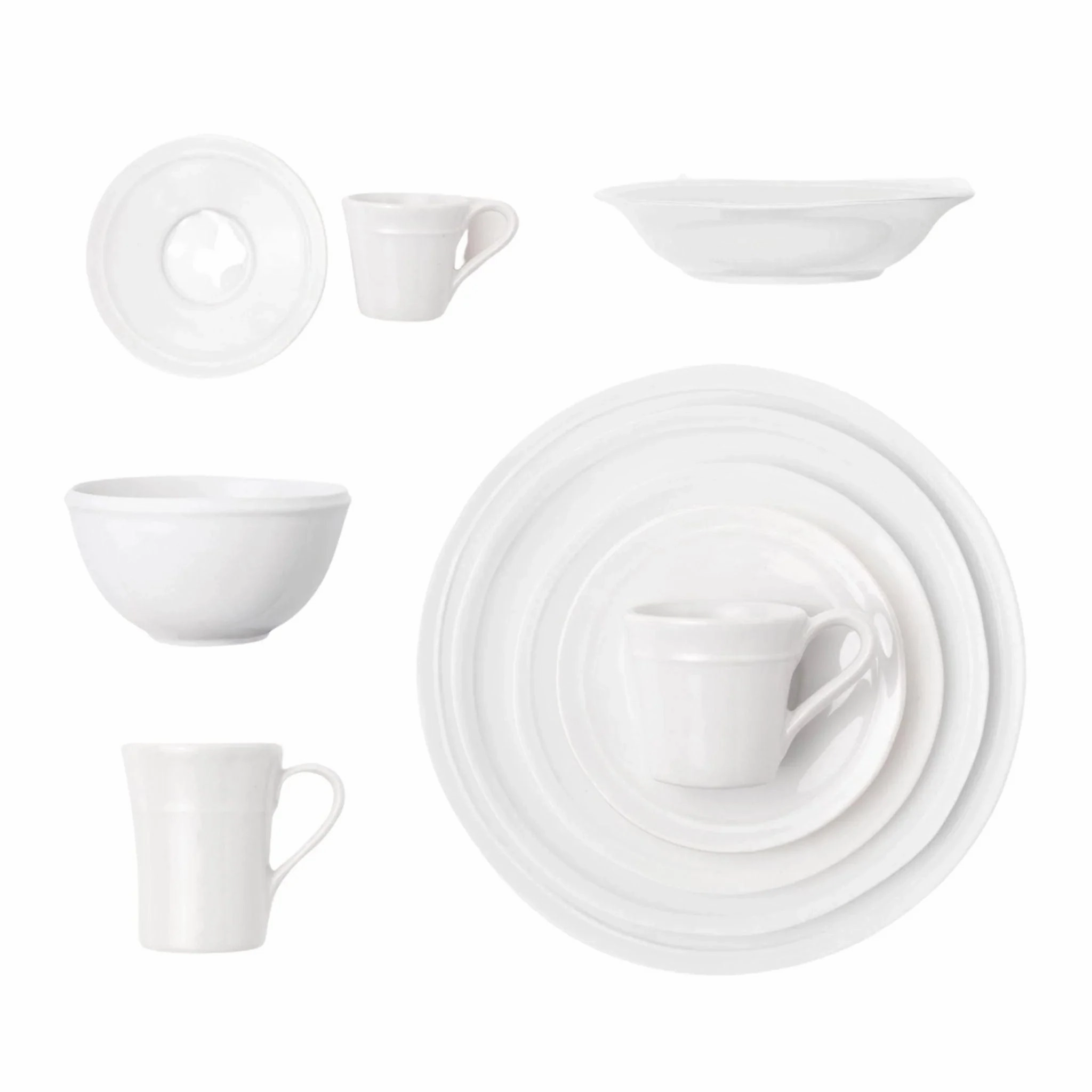 White Stoneware Mugs