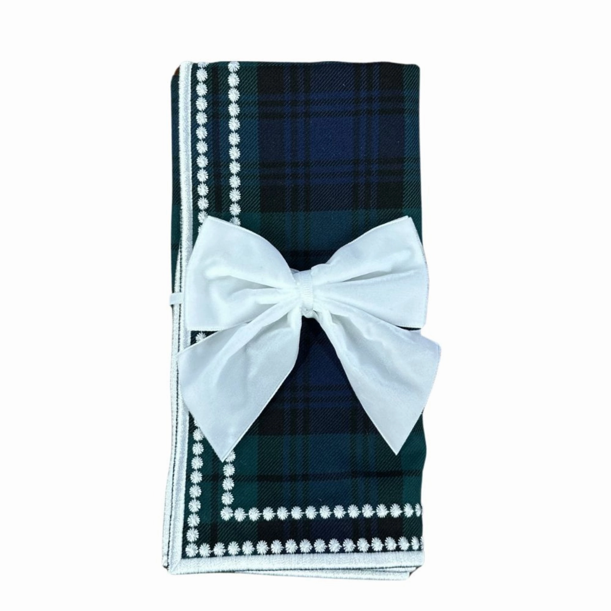 White Velvet Bow Napkin Ties, Set of 4
